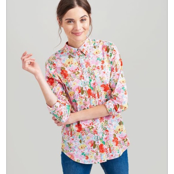 Joules Button Down Floral Top. 100% Cotton EUC - Picture 13 of 13